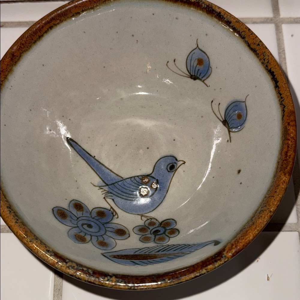 Ken Edwards Mexican TONALA POTTERY El Palomar 6.5” cereal bowl #8 🐈‍⬛